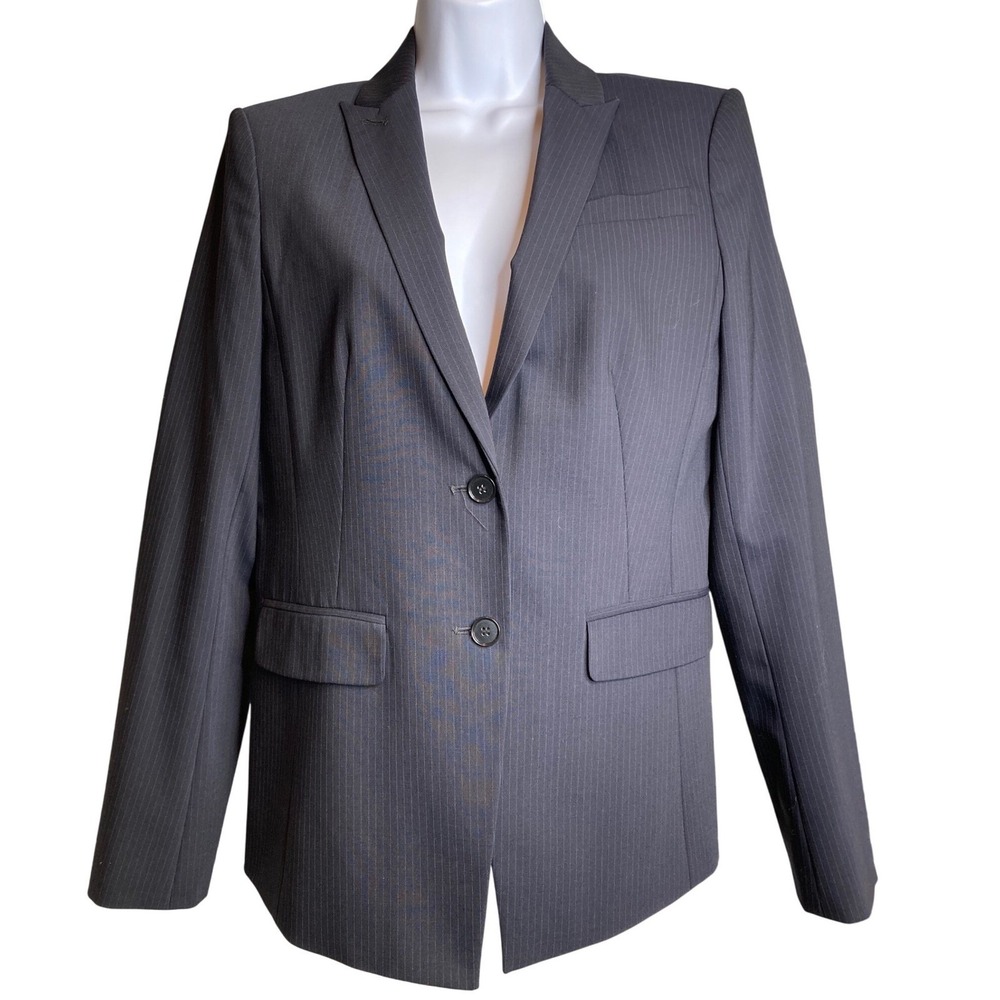 Ann Taylor Black Pinstriped Blazer Sz 6 Career Staple Classic Timeless Office